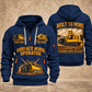 T1655III Terrain Leveler Surface Miner quarter zip hoodie in Navy, front and back views, sample YOUR NAME and SINCE 2000 artwork