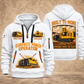 T1655III Terrain Leveler Surface Miner quarter zip hoodie in White, front and back views, sample YOUR NAME and SINCE 2000 artwork