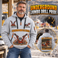 DD422i Underground Jumbo Drill Operator quarter zip hoodie in Light Grey, adult lifestyle portrait showing front and back artwork