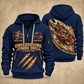 DD321 Underground Jumbo Drill Operator quarter zip hoodie in Navy, front and back views, sample YOUR NAME and SINCE 2000 artwork