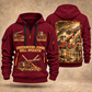 DD311 Underground Jumbo Drill Operator quarter zip hoodie in Wine Red, front and back views, sample YOUR NAME and SINCE 2000 artwork