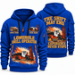 DL422i Longhole Drill Operator quarter zip hoodie in Blue, front and back views, sample YOUR NAME and SINCE 2000 artwork