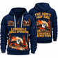 DL422i Longhole Drill Operator quarter zip hoodie in Navy, front and back views, sample YOUR NAME and SINCE 2000 artwork
