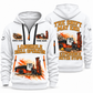 DL422i Longhole Drill Operator quarter zip hoodie in White, front and back views, sample YOUR NAME and SINCE 2000 artwork