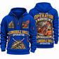 DL311 Longhole Drill Operator quarter zip hoodie in Blue, front and back views, sample YOUR NAME and SINCE 2000 artwork