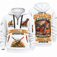 DL311 Longhole Drill Operator quarter zip hoodie in White, front and back views, sample YOUR NAME and SINCE 2000 artwork