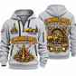 Simba S7 Longhole Drill Operator quarter zip hoodie in Light Grey, front and back views, sample YOUR NAME and SINCE 2000 artwork