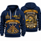 Simba S7 Longhole Drill Operator quarter zip hoodie in Navy, front and back views, sample YOUR NAME and SINCE 2000 artwork