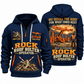 Fletcher DDR Roof Bolter Operator quarter zip hoodie in Navy, front and back views, sample YOUR NAME and SINCE 2000 artwork