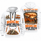 Fletcher DDR Roof Bolter Operator quarter zip hoodie in White, front and back views, sample YOUR NAME and SINCE 2000 artwork