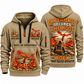 Fletcher CHDDR Roof Bolter Operator quarter zip hoodie in Khaki, front and back views, sample YOUR NAME and SINCE 2000 artwork