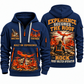 Fletcher CHDDR Roof Bolter Operator quarter zip hoodie in Navy, front and back views, sample YOUR NAME and SINCE 2000 artwork