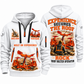 Fletcher CHDDR Roof Bolter Operator quarter zip hoodie in White, front and back views, sample YOUR NAME and SINCE 2000 artwork