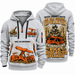 Fletcher CDDR Roof Bolter Operator quarter zip hoodie in Light Grey, front and back views, sample YOUR NAME and SINCE 2000 artwork