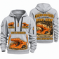 12CM12 Continuous Miner Operator quarter zip hoodie in Light Grey, front and back views, sample YOUR NAME and SINCE 2000 artwork