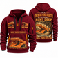 12CM12 Continuous Miner Operator quarter zip hoodie in Wine Red, front and back views, sample YOUR NAME and SINCE 2000 artwork