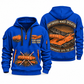 14CM15 Continuous Miner Operator quarter zip hoodie in Blue, front and back views, sample YOUR NAME and SINCE 2000 artwork