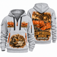 14CM27 Continuous Miner Operator quarter zip hoodie in Light Grey, front and back views, sample YOUR NAME and SINCE 2000 artwork