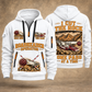 AQM 50 Roadheader Operator quarter zip hoodie in White, front and back views, sample YOUR NAME and SINCE 2000 artwork