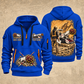 AQM 200 Roadheader Operator quarter zip hoodie in Blue, front and back views, sample YOUR NAME and SINCE 2000 artwork