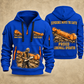 7LS1D Longwall Shearer Operator quarter zip hoodie in Blue, front and back views, sample YOUR NAME and SINCE 2000 artwork
