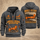 7LS2A Longwall Shearer Operator quarter zip hoodie in Gray, front and back views, sample YOUR NAME and SINCE 2000 artwork