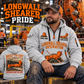 7LS2A Longwall Shearer Operator quarter zip hoodie in Light Grey, adult lifestyle portrait showing front and back artwork
