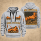 7LS5 Longwall Shearer Operator quarter zip hoodie in Light Grey, front and back views, sample YOUR NAME and SINCE 2000 artwork