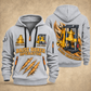 Robbins 34RH Raise Borer Operator quarter zip hoodie in Light Grey, front and back views, sample YOUR NAME and SINCE 2000 artwork