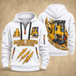 Robbins 34RH Raise Borer Operator quarter zip hoodie in White, front and back views, sample YOUR NAME and SINCE 2000 artwork