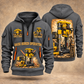 Robbins 44RH Raise Borer Operator quarter zip hoodie in Gray, front and back views, sample YOUR NAME and SINCE 2000 artwork