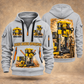 Robbins 44RH Raise Borer Operator quarter zip hoodie in Light Grey, front and back views, sample YOUR NAME and SINCE 2000 artwork