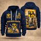 Robbins 44RH Raise Borer Operator quarter zip hoodie in Navy, front and back views, sample YOUR NAME and SINCE 2000 artwork