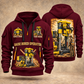 Robbins 44RH Raise Borer Operator quarter zip hoodie in Wine Red, front and back views, sample YOUR NAME and SINCE 2000 artwork