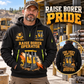 Robbins 53RH Raise Borer Operator quarter zip hoodie in Black, adult lifestyle portrait showing front and back artwork