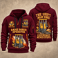 Robbins 53RH Raise Borer Operator quarter zip hoodie in Wine Red, front and back views, sample YOUR NAME and SINCE 2000 artwork