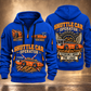 10SC32AB End-Drive Shuttle Car Operator quarter zip hoodie in Blue, front and back views, sample YOUR NAME and SINCE 2000 artwork