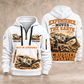 Lokotrack LT106 Jaw Crusher Operator quarter zip hoodie in White, front and back views, sample YOUR NAME and SINCE 2000 artwork