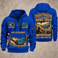 Premiertrak 400X Jaw Crusher Operator quarter zip hoodie in Blue, front and back views, sample YOUR NAME and SINCE 2000 artwork