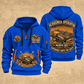 Warrior 1800 Screener Operator quarter zip hoodie in Blue, front and back views, sample YOUR NAME and SINCE 2000 artwork