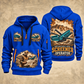 Chieftain 2100X 3-Deck Screener Operator quarter zip hoodie in Blue, front and back views, sample YOUR NAME and SINCE 2000 artwork