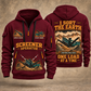 Chieftain 1700X 3-Deck Screener Operator quarter zip hoodie in Wine Red, front and back views, sample YOUR NAME and SINCE 2000 artwork