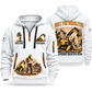 Brokk 170 Demolition Robot Operator quarter zip hoodie in White, front and back views, sample YOUR NAME and SINCE 2000 artwork
