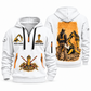 Brokk 200 Demolition Robot Operator quarter zip hoodie in White, front and back views, sample YOUR NAME and SINCE 2000 artwork