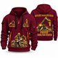 Brokk 300 Demolition Robot Operator quarter zip hoodie in Wine Red, front and back views, sample YOUR NAME and SINCE 2000 artwork