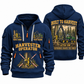 John Deere 1270G 8W Harvester Operator quarter zip hoodie in Navy, front and back views, sample YOUR NAME and SINCE 2000 artwork