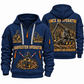Ponsse Scorpion King Harvester Operator quarter zip hoodie in Navy, front and back views, sample YOUR NAME and SINCE 2000 artwork