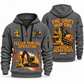 Tigercat 822E Feller Buncher Operator quarter zip hoodie in Gray, front and back views, sample YOUR NAME and SINCE 2000 artwork