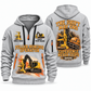 Tigercat 822E Feller Buncher Operator quarter zip hoodie in Light Grey, front and back views, sample YOUR NAME and SINCE 2000 artwork