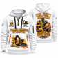 Tigercat 822E Feller Buncher Operator quarter zip hoodie in White, front and back views, sample YOUR NAME and SINCE 2000 artwork